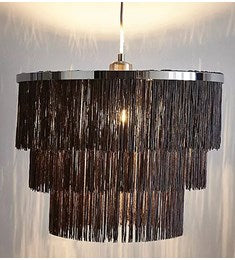 Grey Fringed 3 Tier Pendant