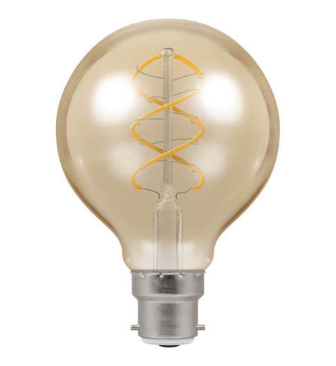 LED Globe Spiral Filament Bulb BC-B22d - Antique Bronze