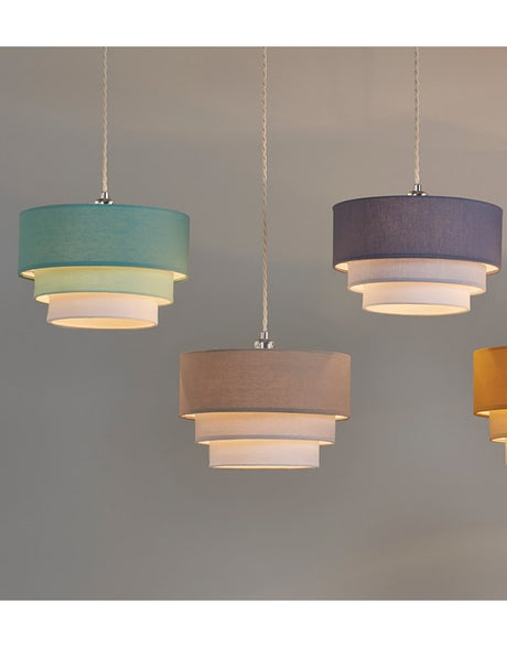 3 Tier Cylinder Pendant Shade - Ochre, Yellow and Ivory