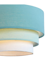 3 Tier Cylinder Pendant Shade - Duck Egg Blue, Aqua and Ivory