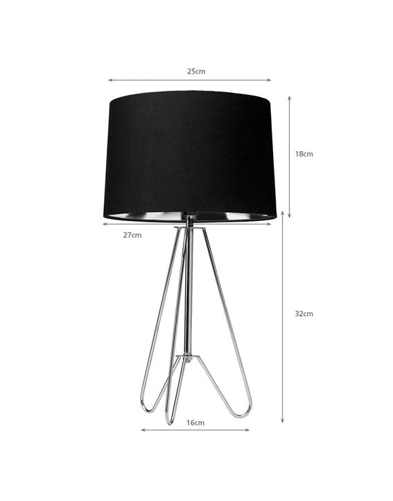 Ziggy Chrome Lamp With Black Shade