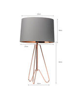 Ziggy Copper Lamp With Grey Shade