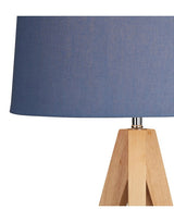 Wooden Tripod Table Lamp - Denim Blue