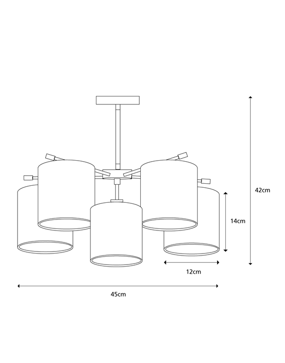 Giovanna 5 Light Ceiling Fitting - White | Chrome | Grey