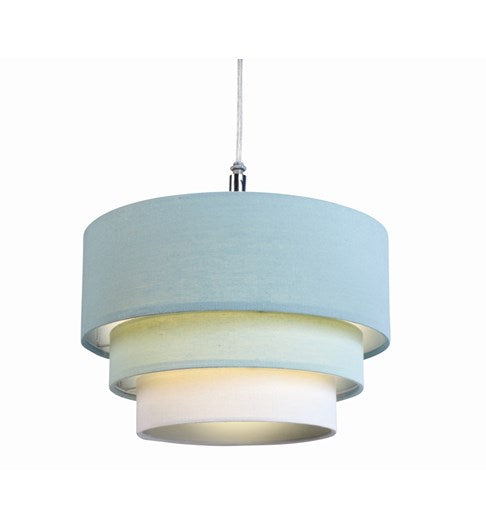 3 Tier Cylinder Pendant Shade - Duck Egg Blue, Aqua and Ivory