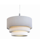 3 Tier Cylinder Pendant Shade - Steel, Grey and Ivory