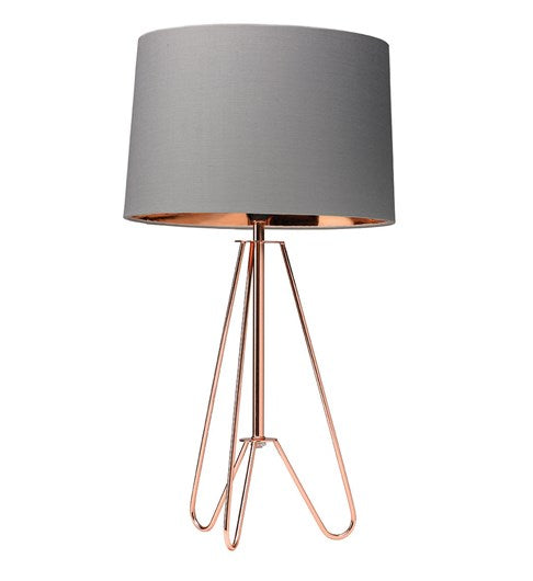 Ziggy Copper Lamp With Grey Shade