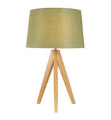 Wooden Tripod Table Lamp - Olive Green