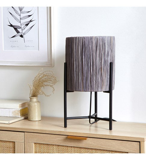 Raff Table Lamp Black Base and Grey Shade