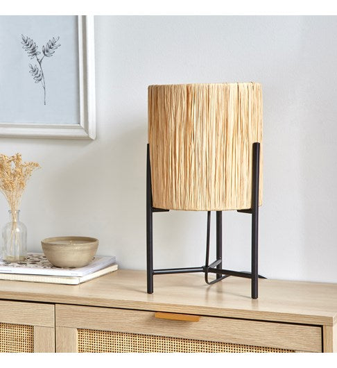 Raff Table Lamp Black Base and Natural Shade