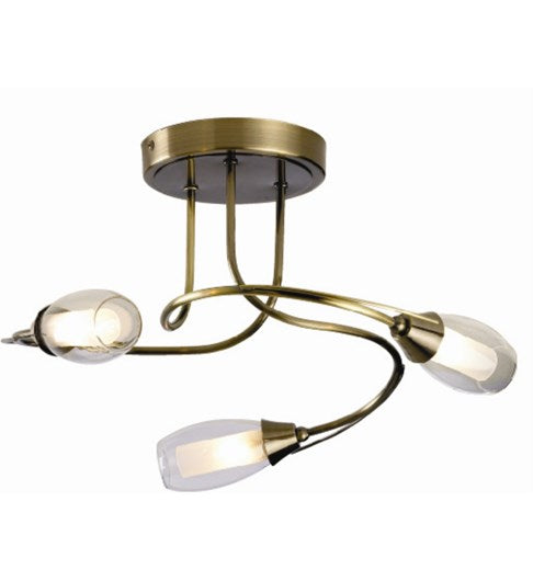 Iris 3 Light Ceiling Fitting - Antique Brass