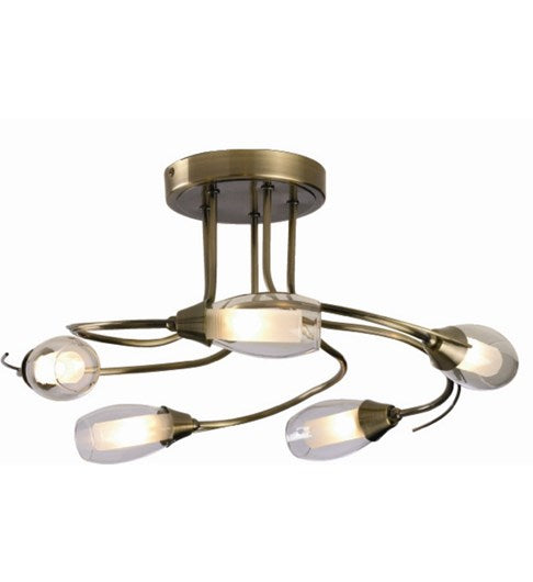 Iris 5 Light Ceiling Fitting - Antique Brass