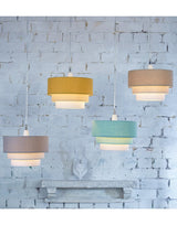 3 Tier Cylinder Pendant Shade - Duck Egg Blue, Aqua and Ivory