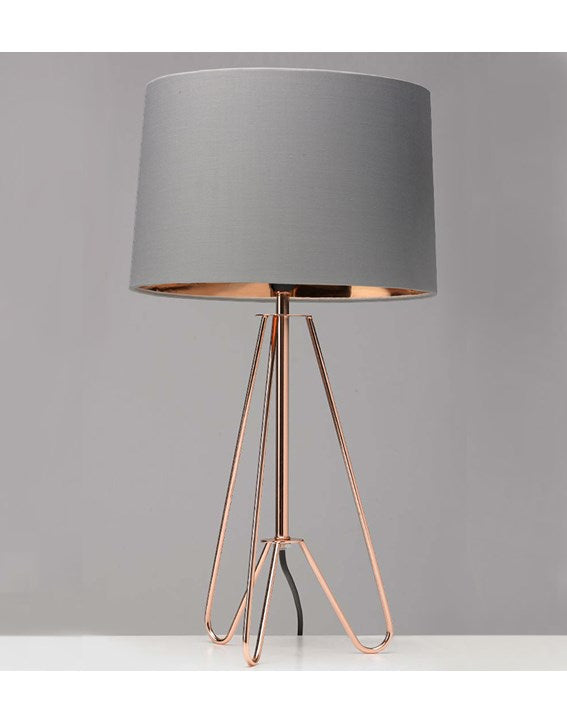 Ziggy Copper Lamp With Grey Shade